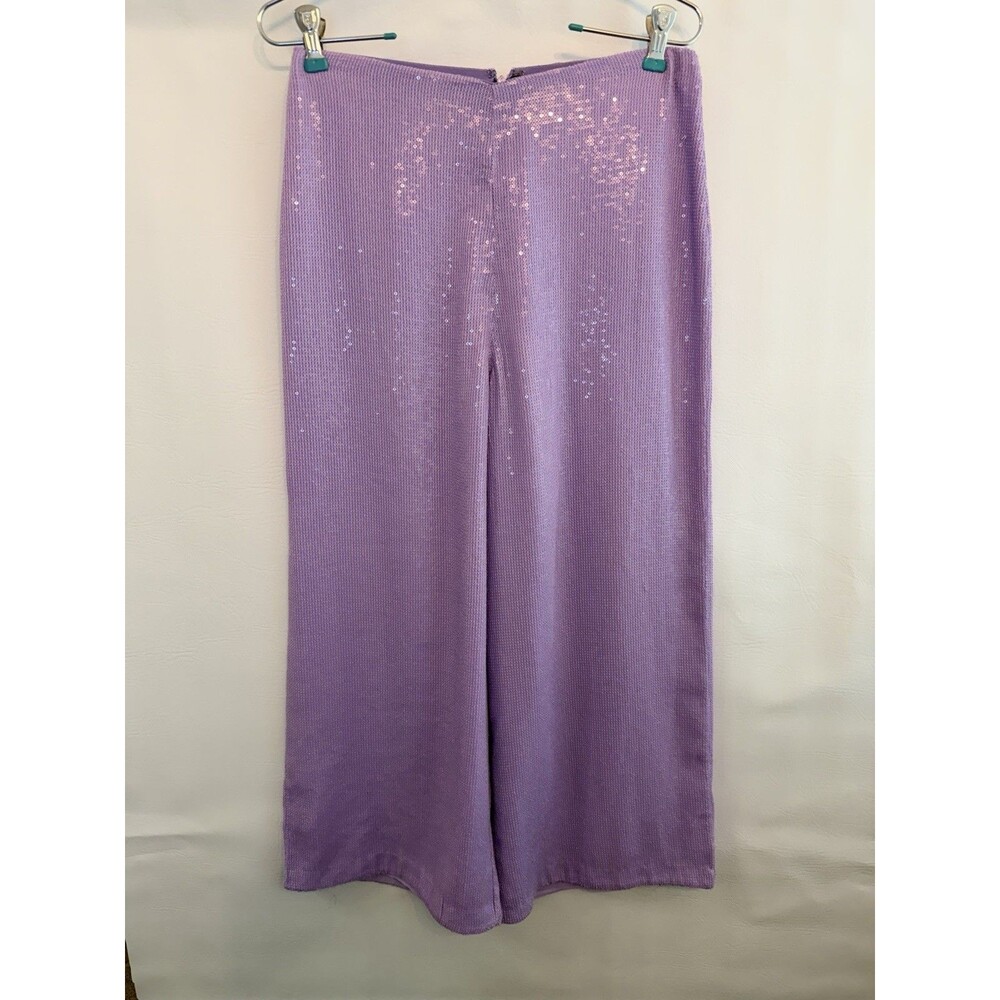 alice + olivia Purple Sequin Lined Maxi Skirt Zip Closure Party Size S